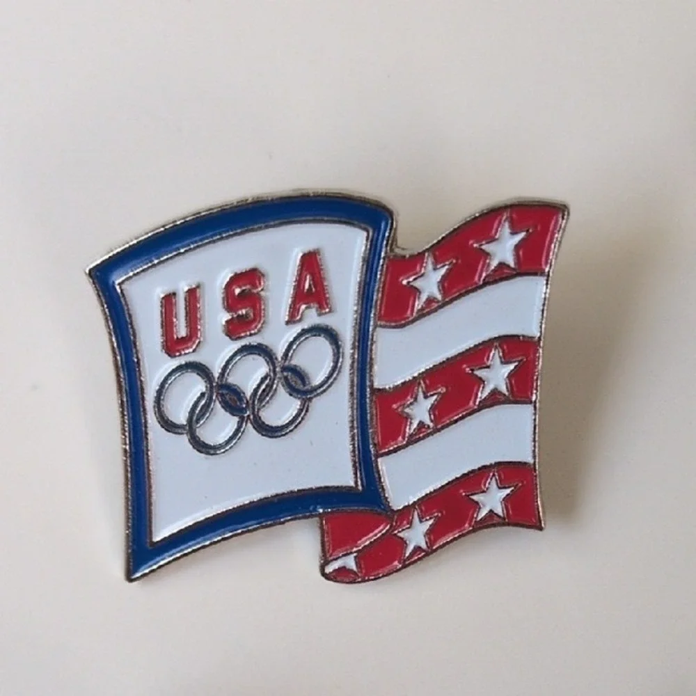 Vtg Patroitic American Flag USA‎ Olympic Team & Disney Lapel Pins Lot - Set of 5